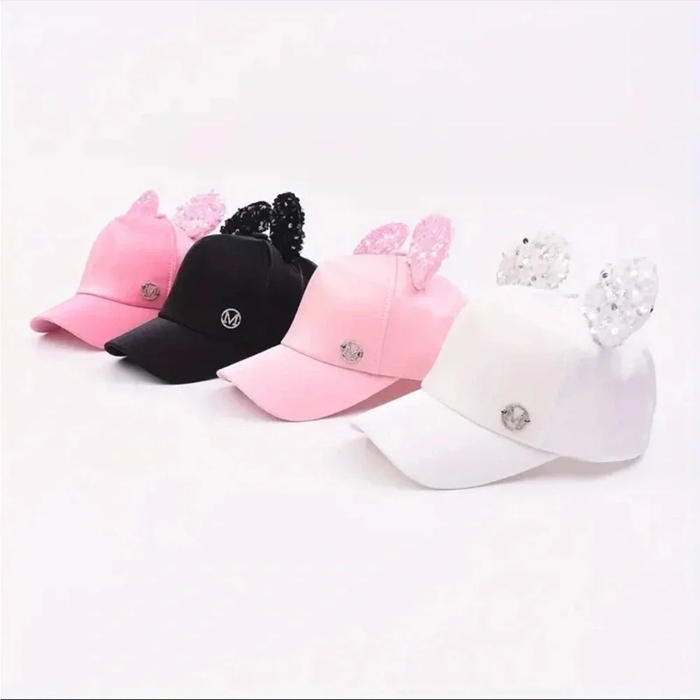 Disney Minnie Mouse Light Pink Baseball Hat Rhinestone Ears NWT